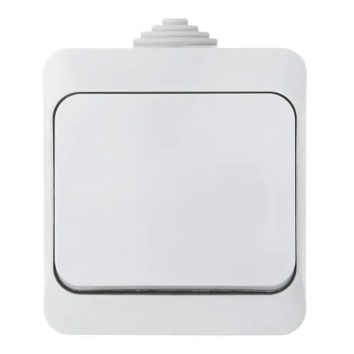 Переключатель Systeme Electric Этюд одноклавишный проходной накладной влагостойкий серый BA10-046C