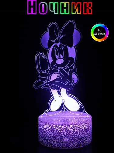3D Ночник Микки Маус аниме светильник, 16 цветов с пультом, подарок для фанатов и детей