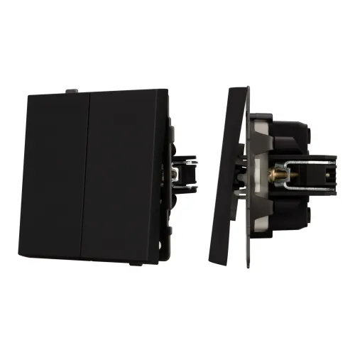 Механизм выключателя двухклавишный проходной SWT-TENDO-MKP2-SFPL-BK (230V, 10A) (Arlight, Матовый че