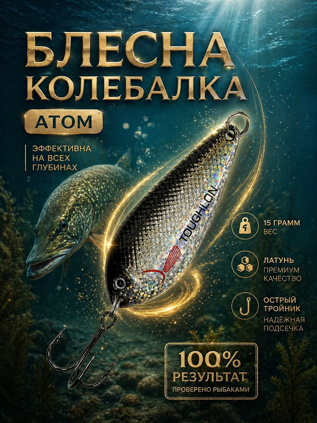 Блесна колебалка атом на щуку окуня судака