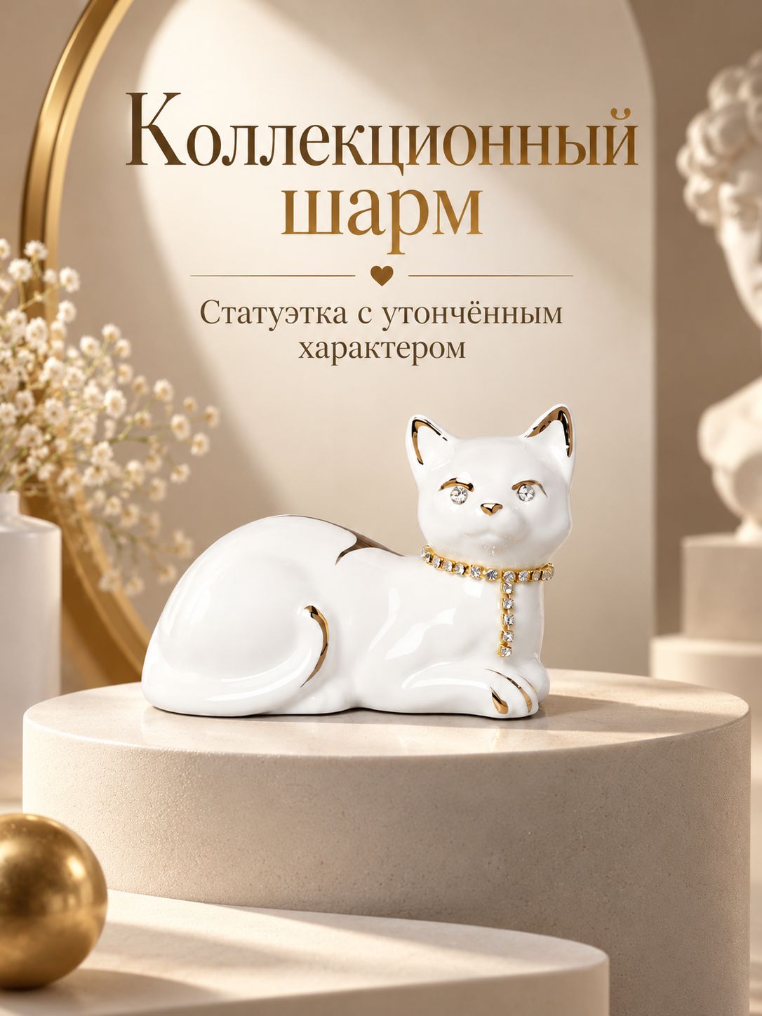 Статуэтка Кошка, фарфор, 7,5 см — фото 7