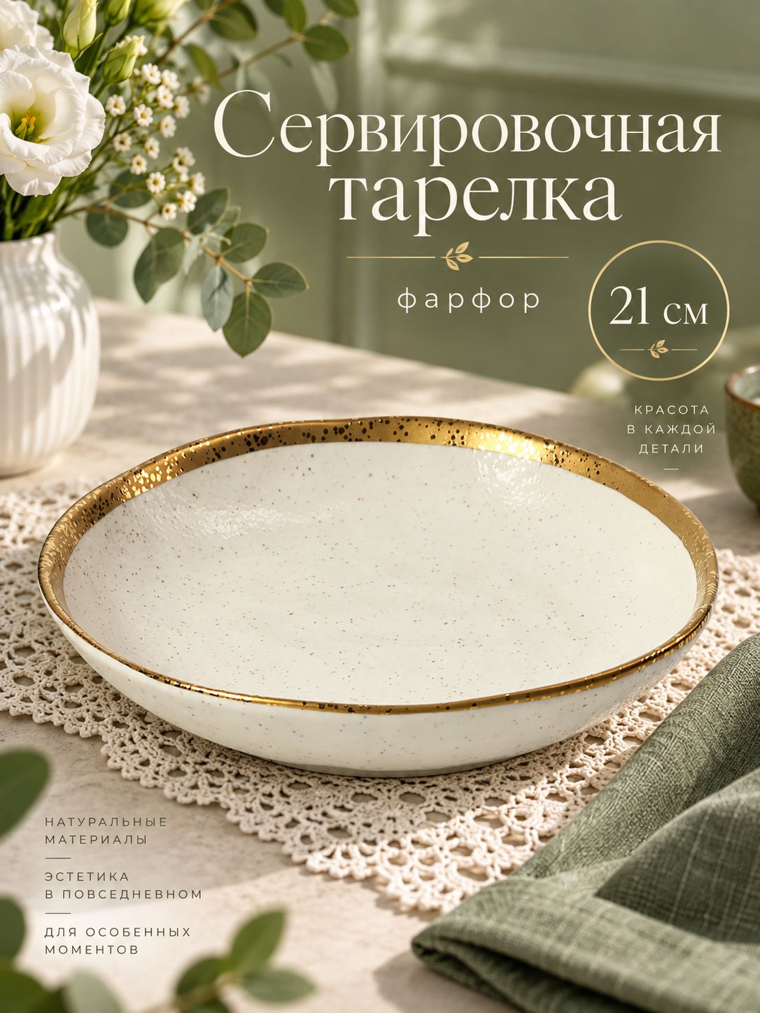 Тарелка сервировочная 21 см, Magistro "Poursephona", обеденная, фарфоровая
