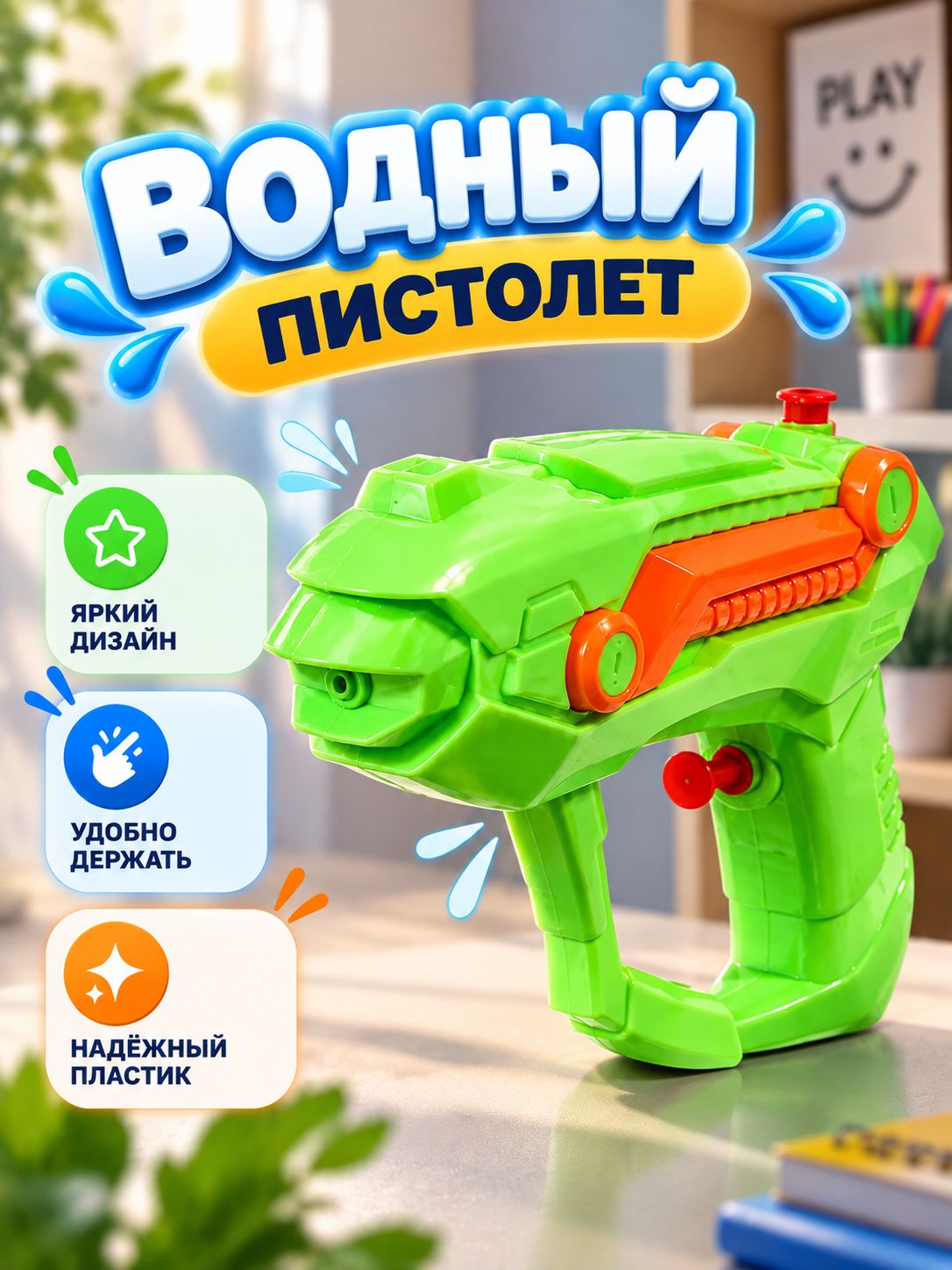 Водный пистолет " Всплеск" / Водяной пистолет 19 см.