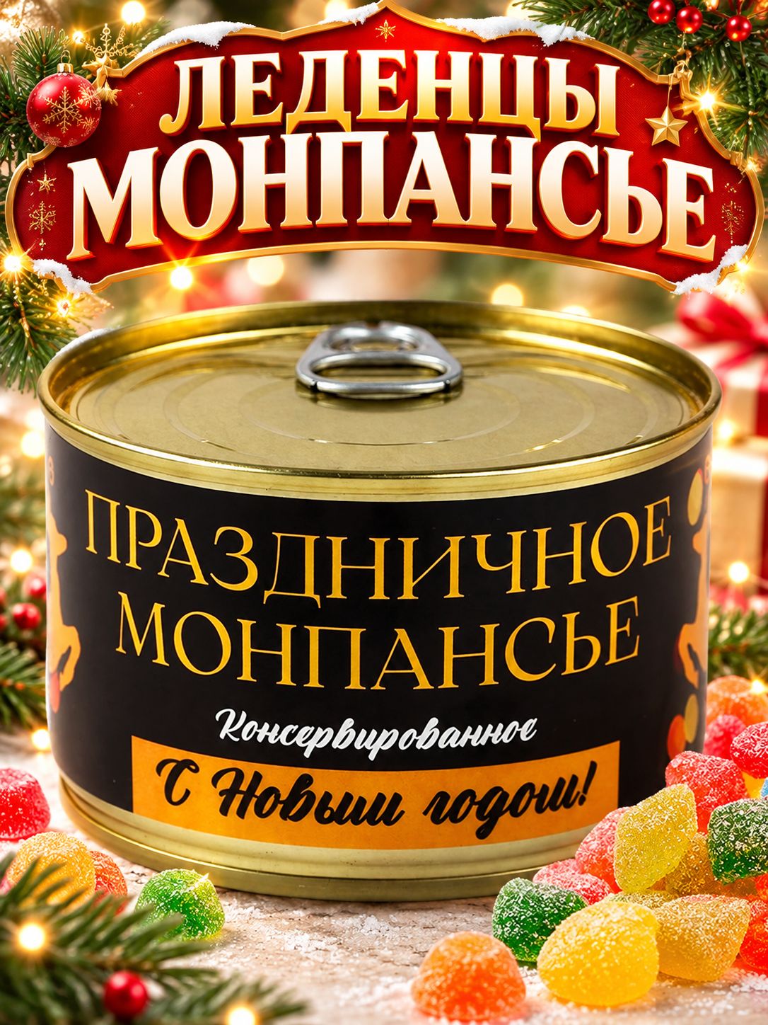 Монпансье леденцы сосательные в банке "С новым годом!"