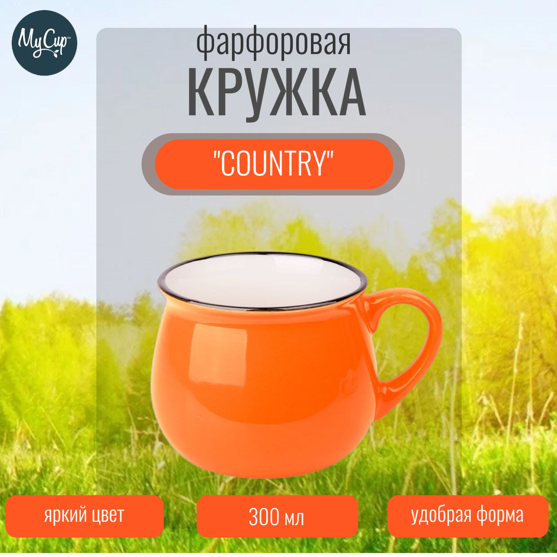 Кружка COUNTRY/Оранжевая 300 мл, фарфор