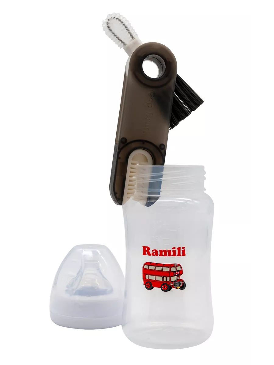Бутылочка для новорожденных Ramili Baby 240 мл с щеткой для очистки