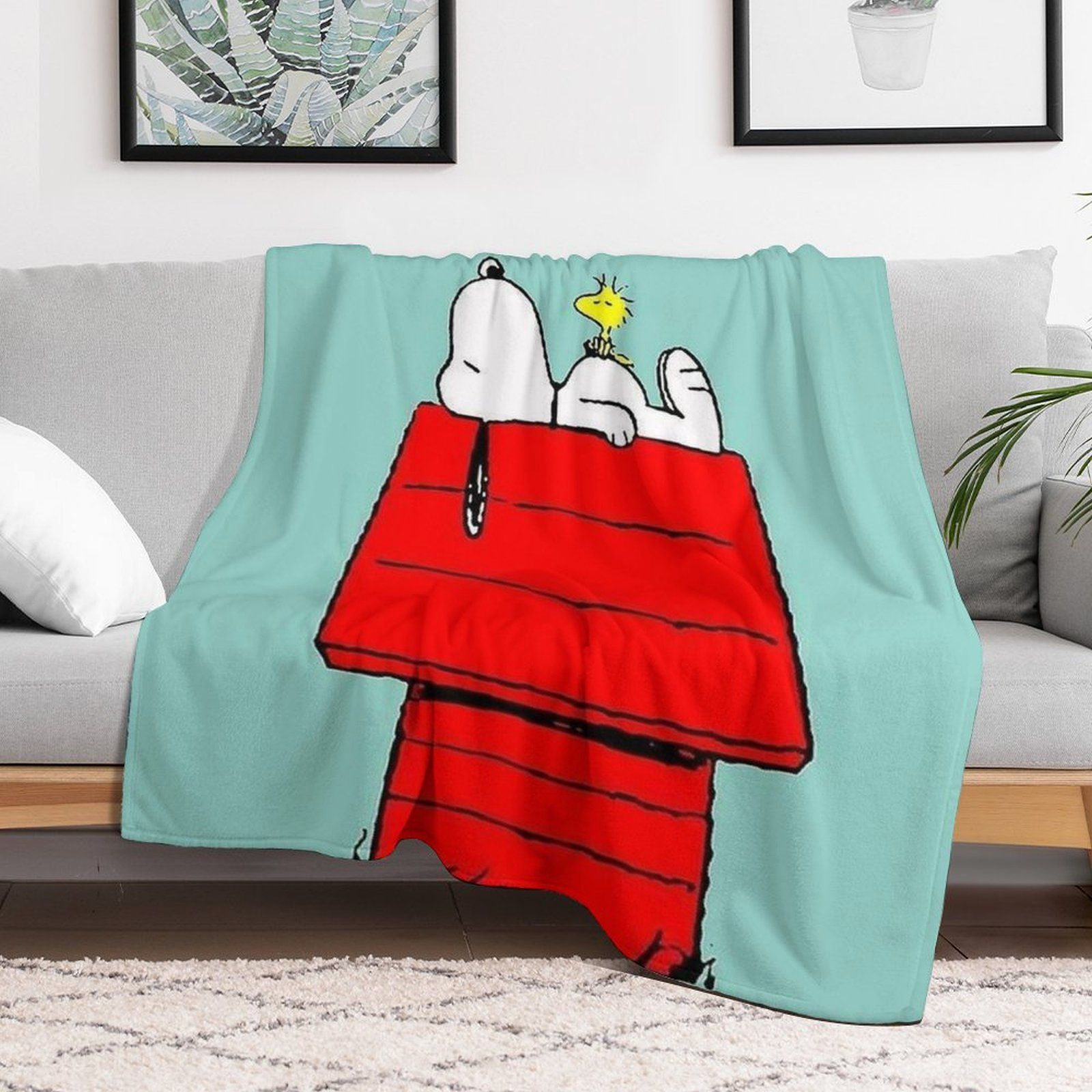 SNOOPYПледдвусторонний,Фланель,200смх150см