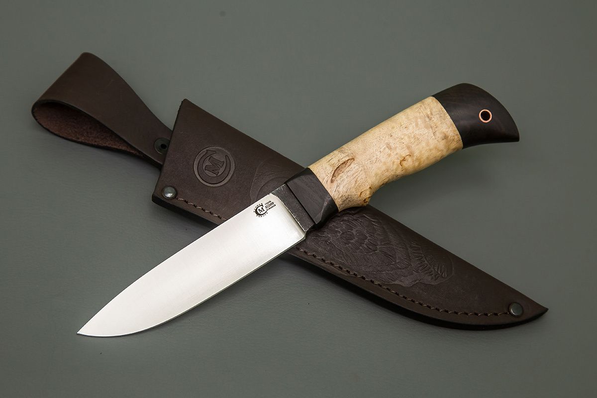 НожМурена,кованаястальХ12МФ,рукоятькарельскаяберёза,граб