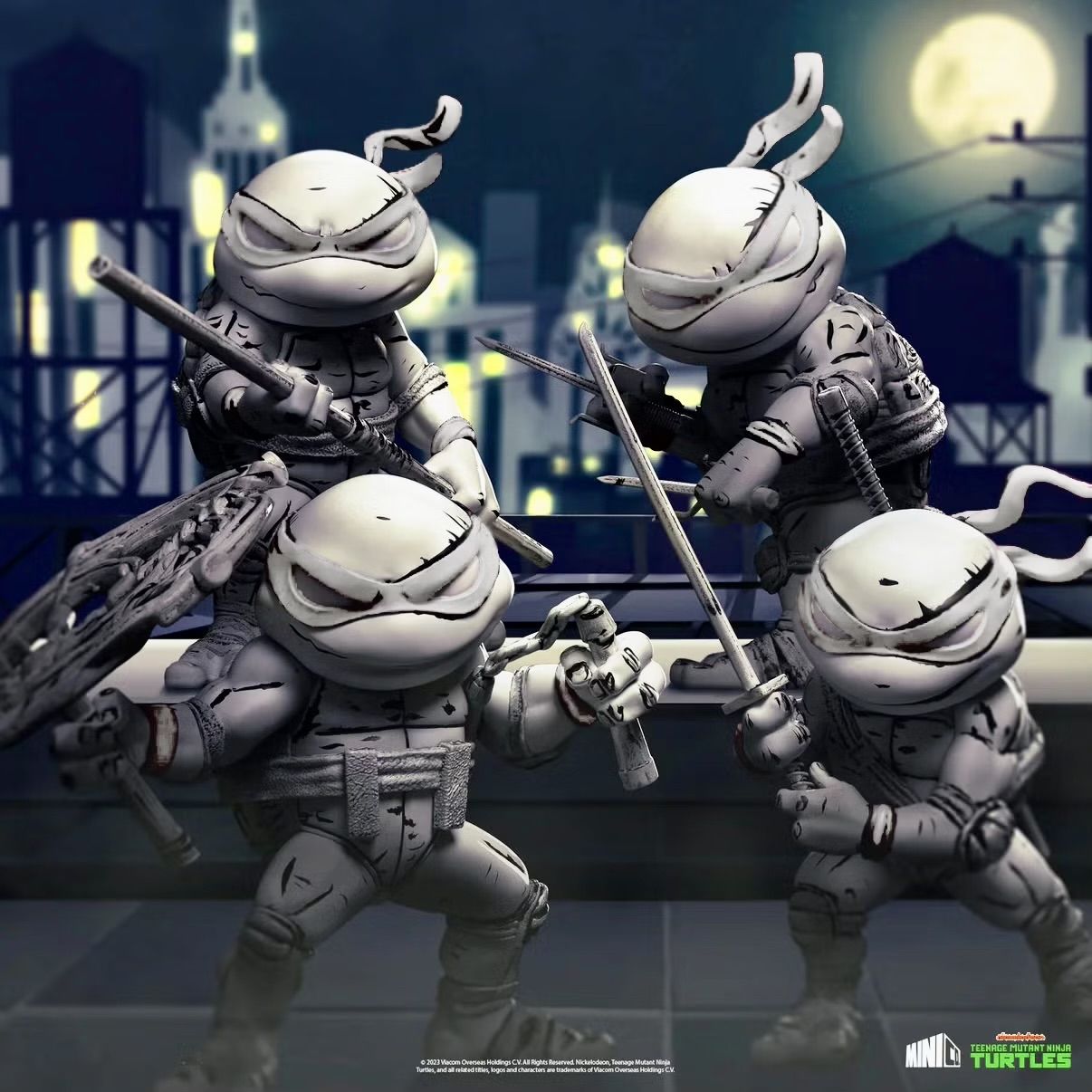 Черепашки-ниндзя / Teenage Mutant Ninja Turtles Коллекционный диорама-сет V2 (черная и белая Вер.) 4 фигурки