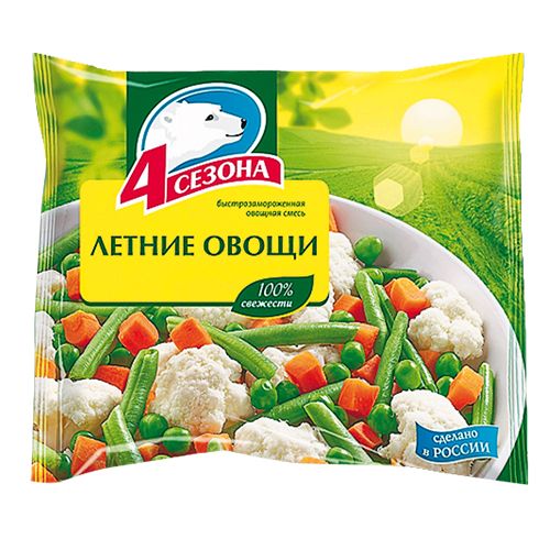 замороженные овощи в пакетах и свежие овощи рядом