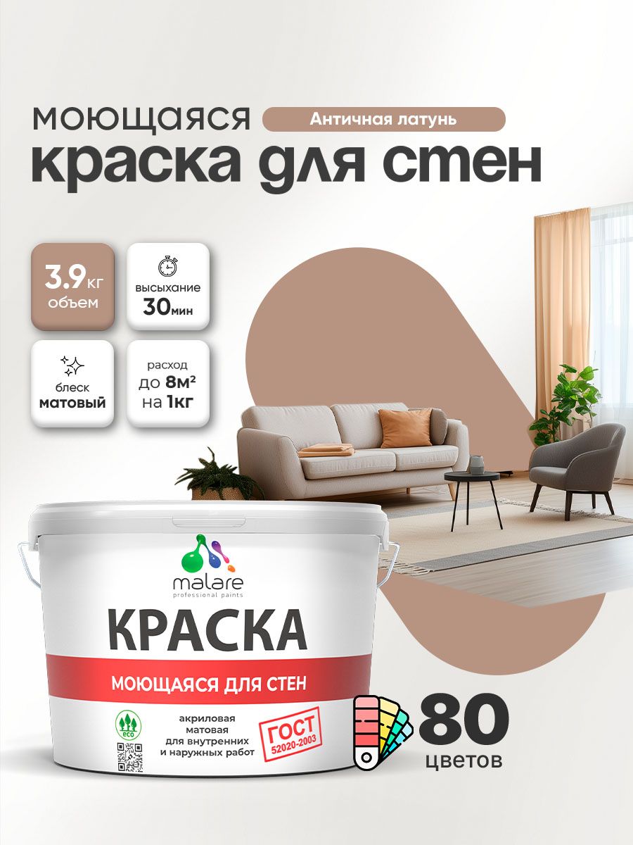 Обзор Моющаяся акриловая Краска Malare "ГОСТ" для стен и обоев,... в 2026 году: характеристики, отзывы и стоит ли брать?