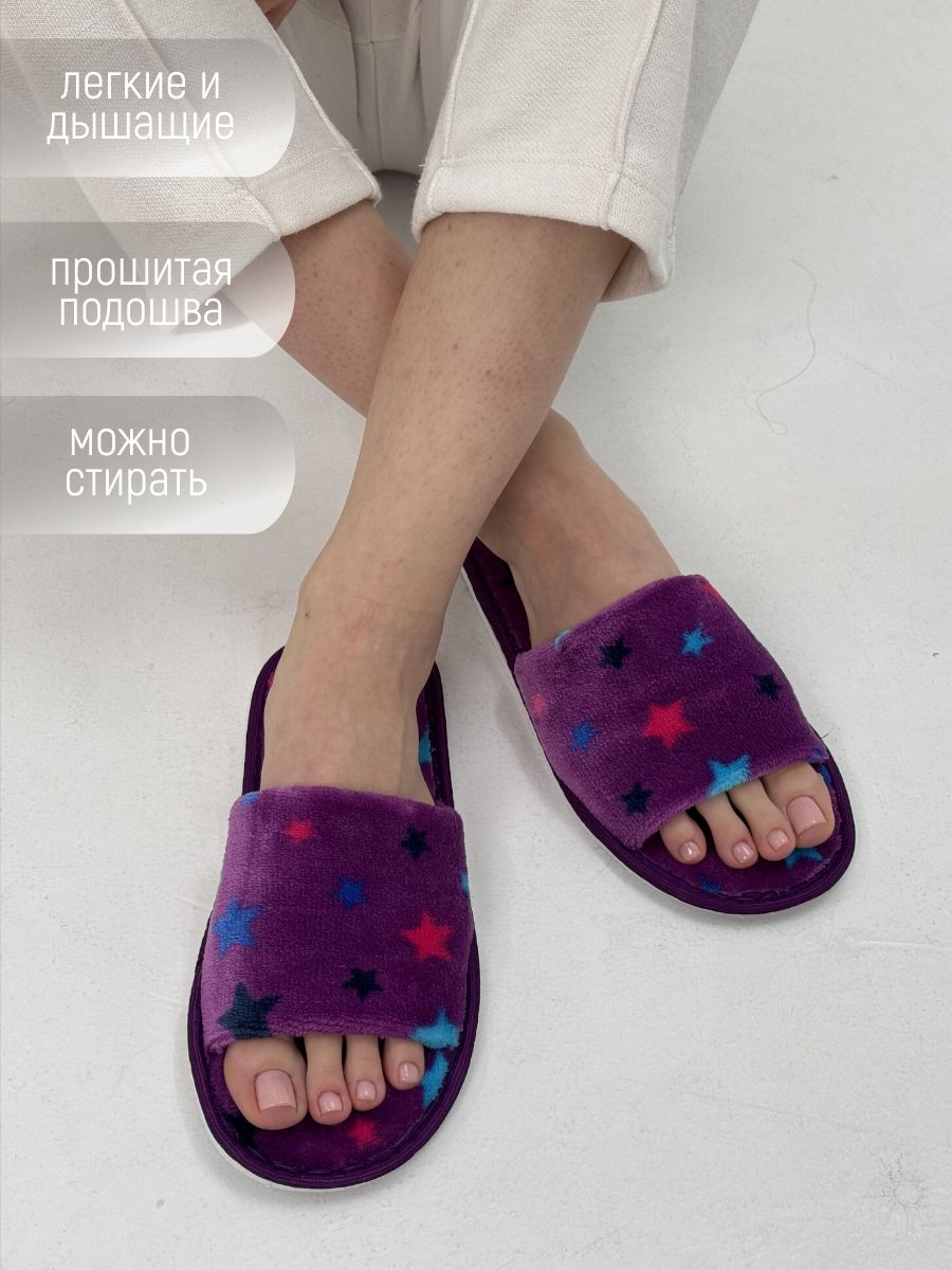 Moda Tap Тапочки Женский Tap Moda, размер 35 R (средняя) фиолетовый Открытый нос ...