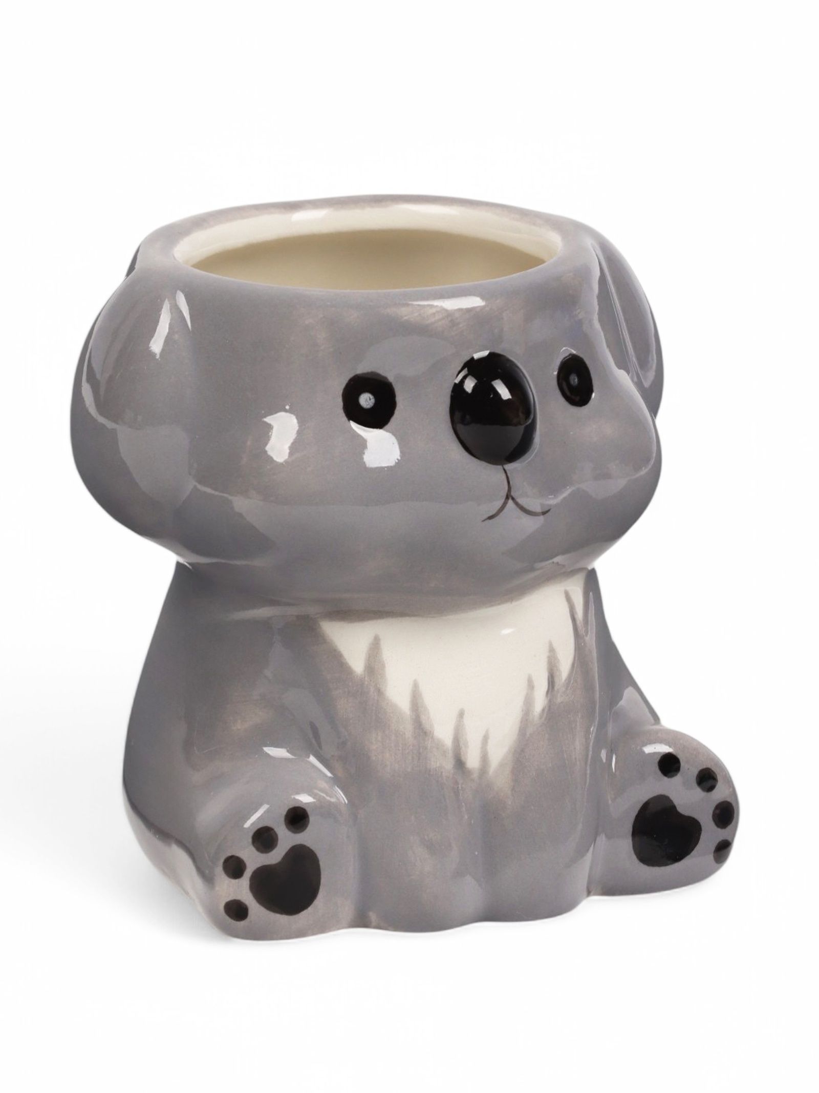 Фигурное кашпо для цветов Коала Полина , 7 7 9 см, керамика, серое