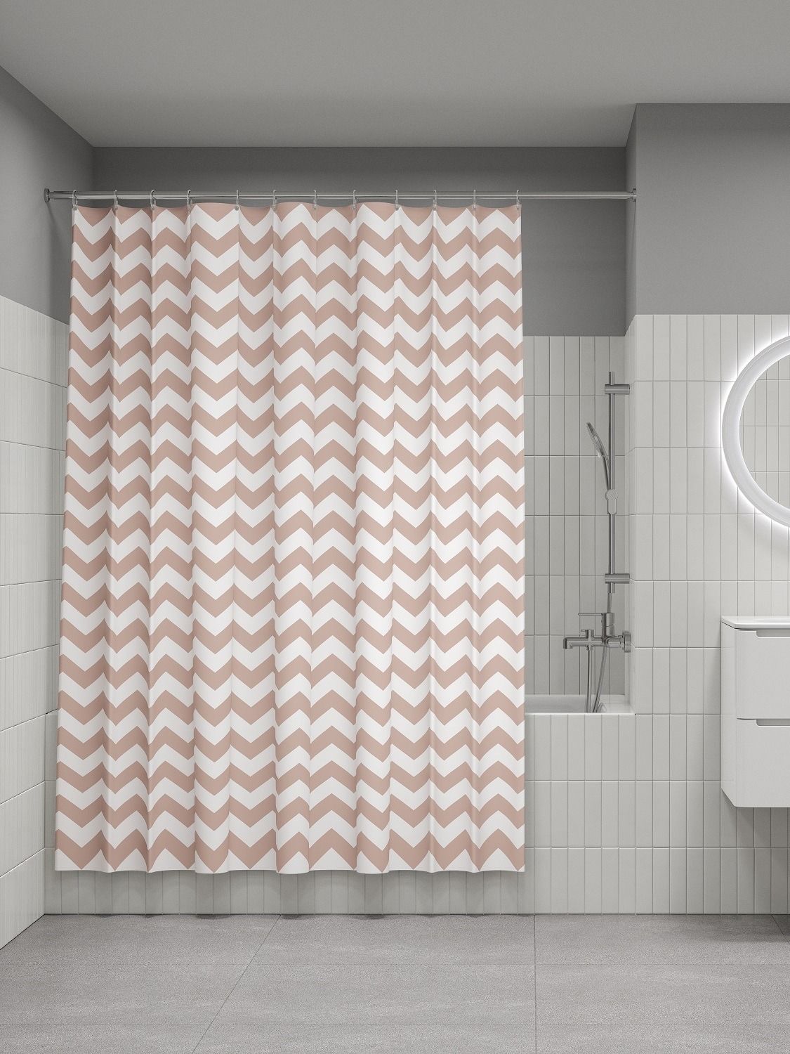 Фото товара на маркетплейсе ozon Штора для ванной комнаты и душа IDDIS, 180x200 см, тканевая, водонепроницаемая, полиэстер, с кольцами, BR03P18i11