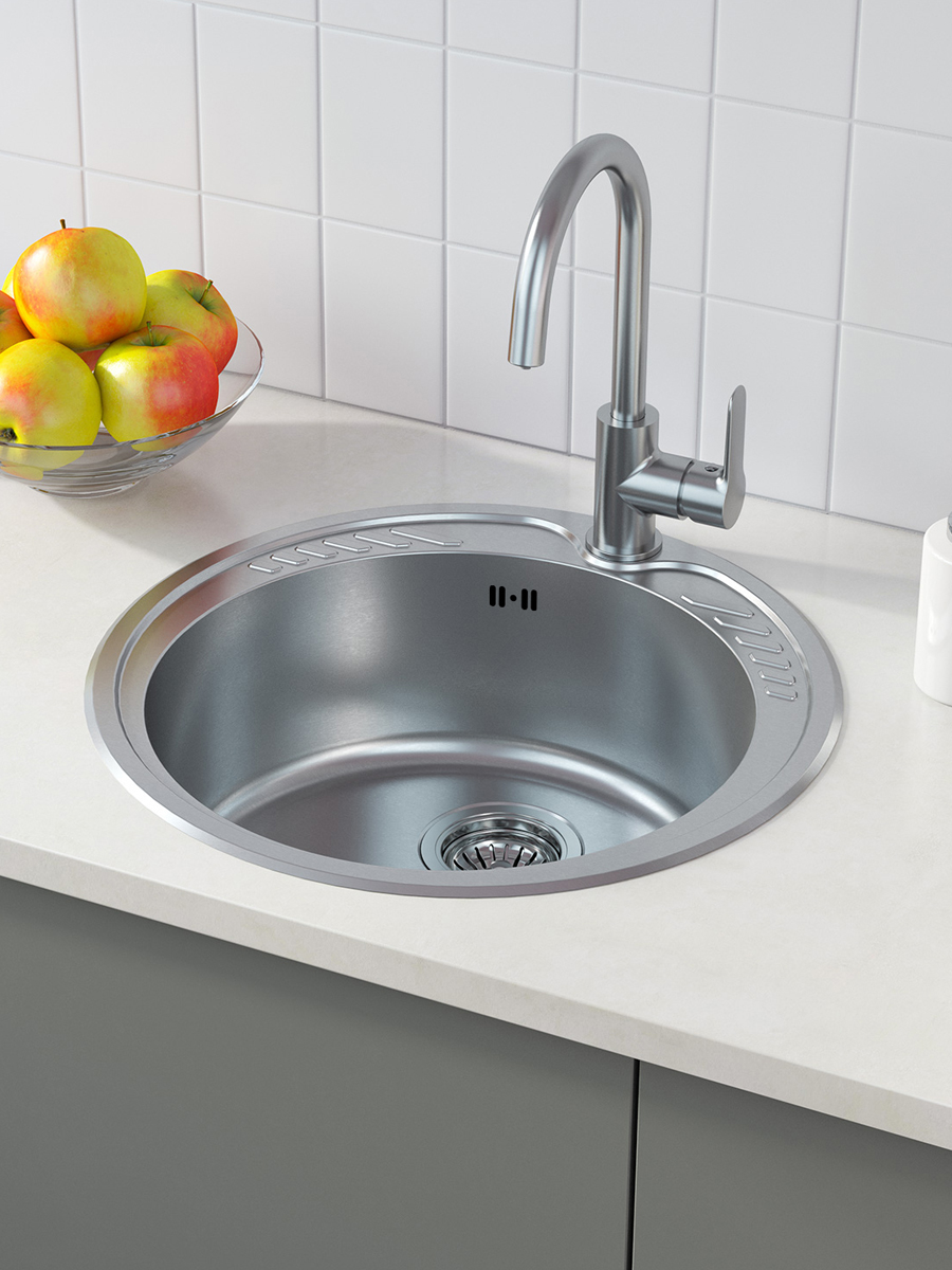 Фото товара на маркетплейсе ozon Мойка для кухни IDDIS, врезная, 49х49х18 см, нержавеющая сталь, без крыла, матовая, Суно (Suno), SUN49S0i77