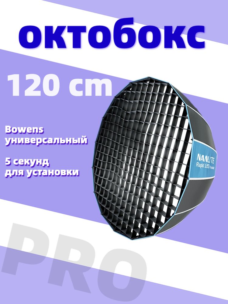 Софтбоксbowensоктобоксдлявспышки120смдляфотоссотамиBowens,NanliteSB-RP120