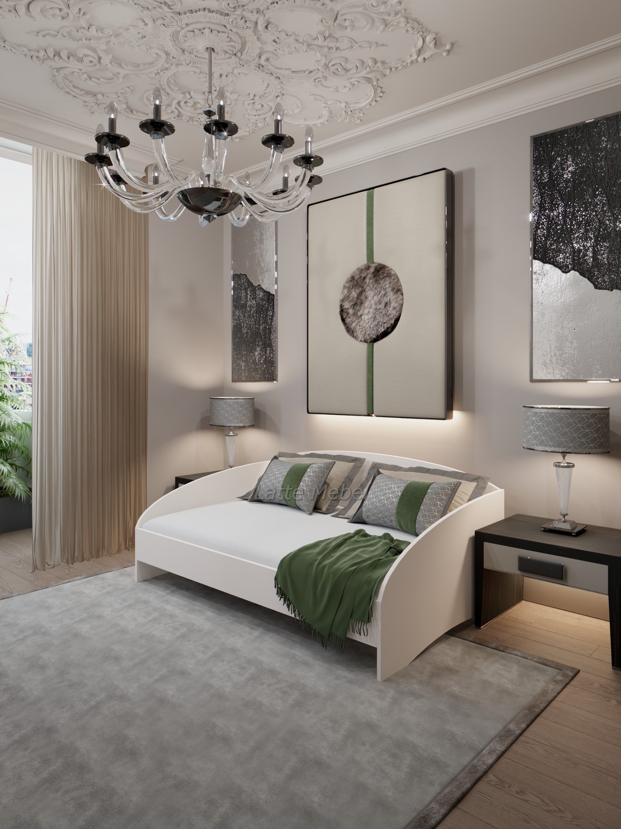 КроватьдвуспальнаяФлоренцияСофа140х200см,сберезовымиламелями,ЛДСП(Белый)