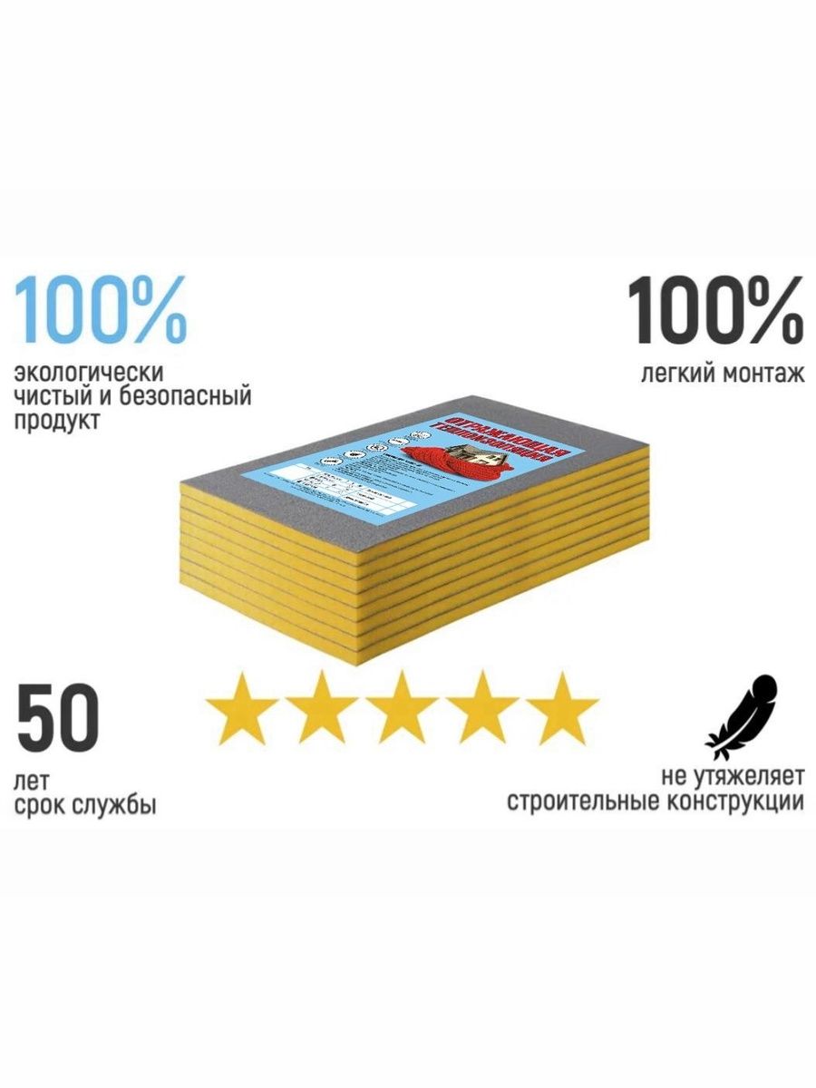 УтеплительЕвроблок20х600х1000(3шт)пенополиэтилен,теплоизоляция,шумоизоляциядлястен,перегородокдома,20мм