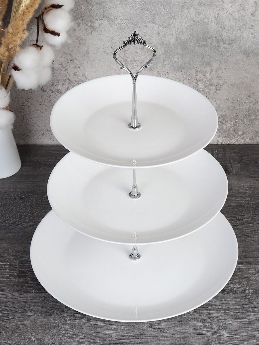 Фруктовница из стеклокерамики FLYGP75/85/105 Евро, 3-ярусная, 19,5, 22 и 27 см, белая Фруктовница из стеклокерамики FLYGP75/85/105 Евро, 3-ярусная, 19,5, 22 и 27 см, белая