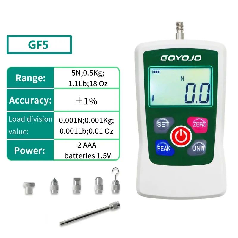 ЦифровойдинамометрGOYOJOGF55Н/0,5кг/1,1lb/18ozдляизмерениятягиисжатия