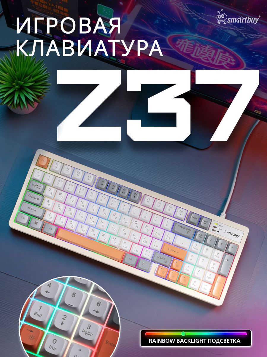 Клавиатура игровая с подсветкой Smartbuy Rush Z37, цветная