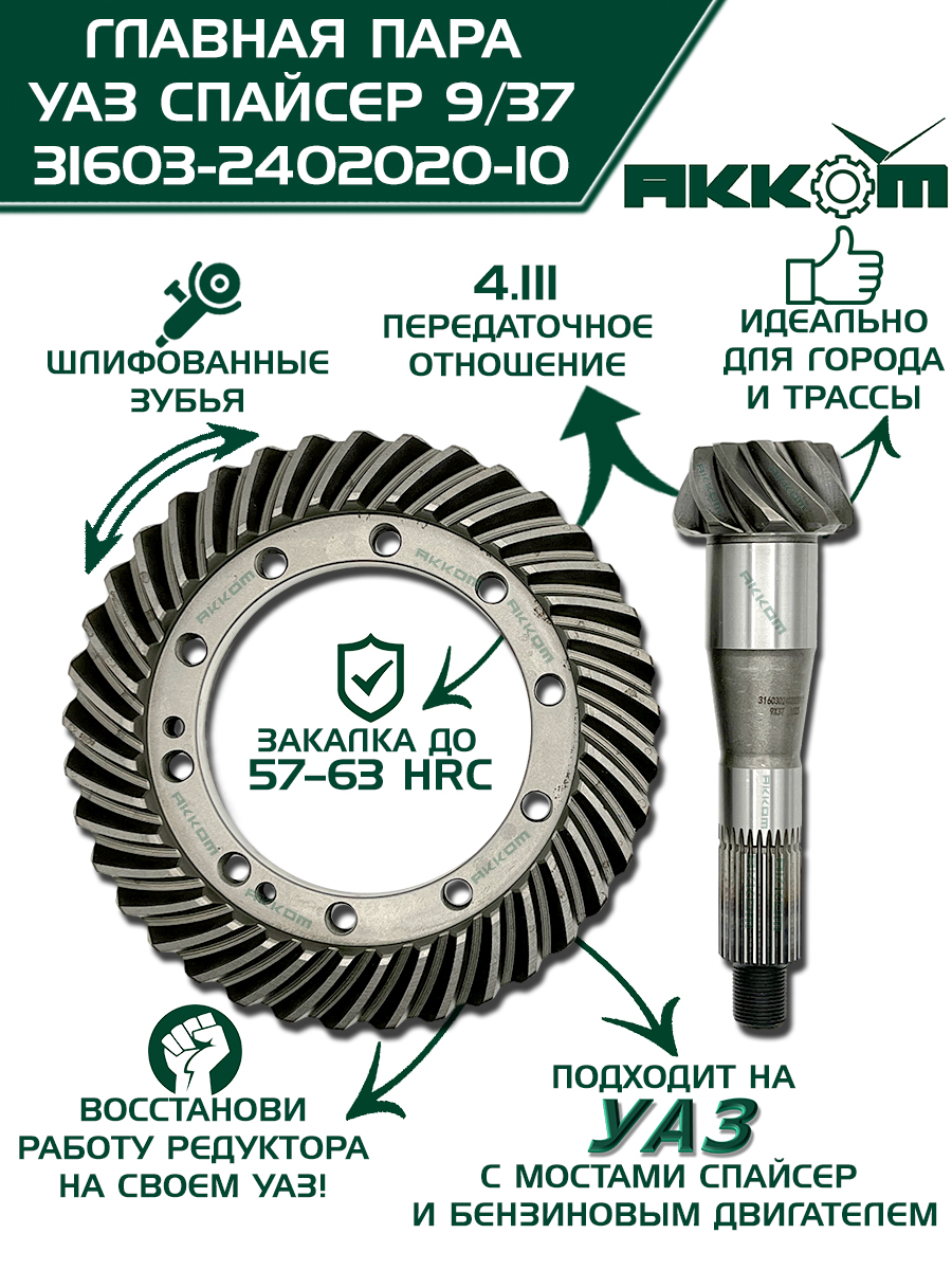 Главная пара УАЗ 3160 (9х37 зуб) TR