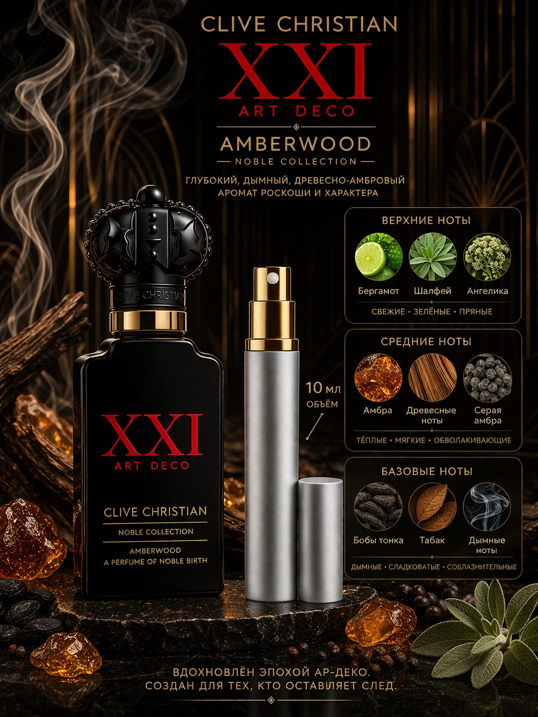 Clive Christian Noble XXI: Art Deco Amberwood Парфюмированная вода унисекс 10 мл Отливант купить