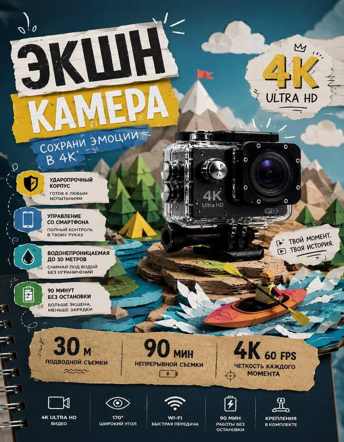Водонепроницаемая экшн камера 4к #1