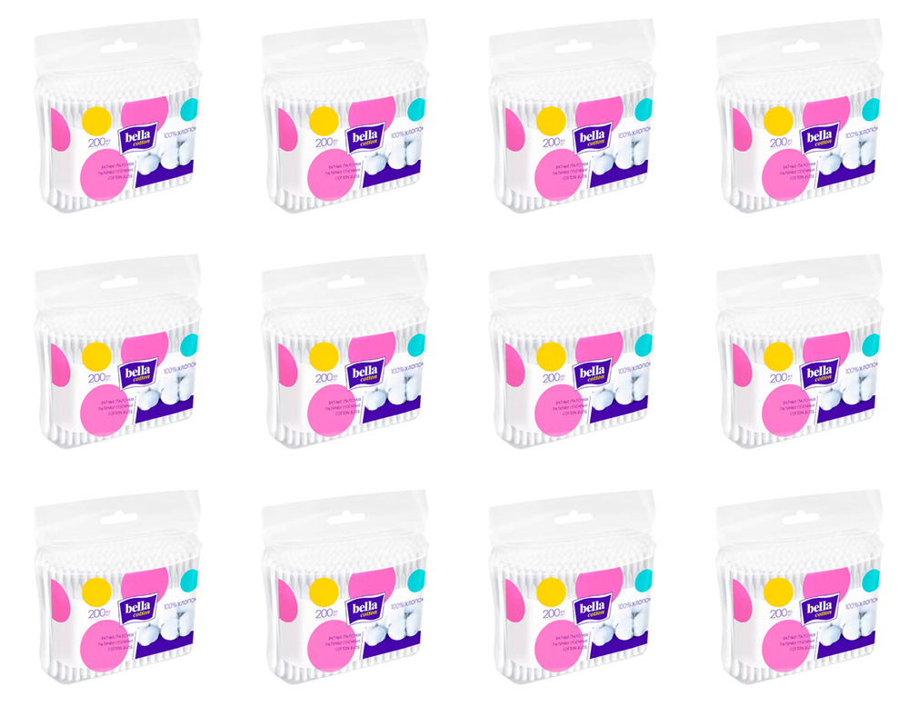 BELLA Ватные палочки, 200 шт, 12 уп - купить с доставкой по выгодным ...