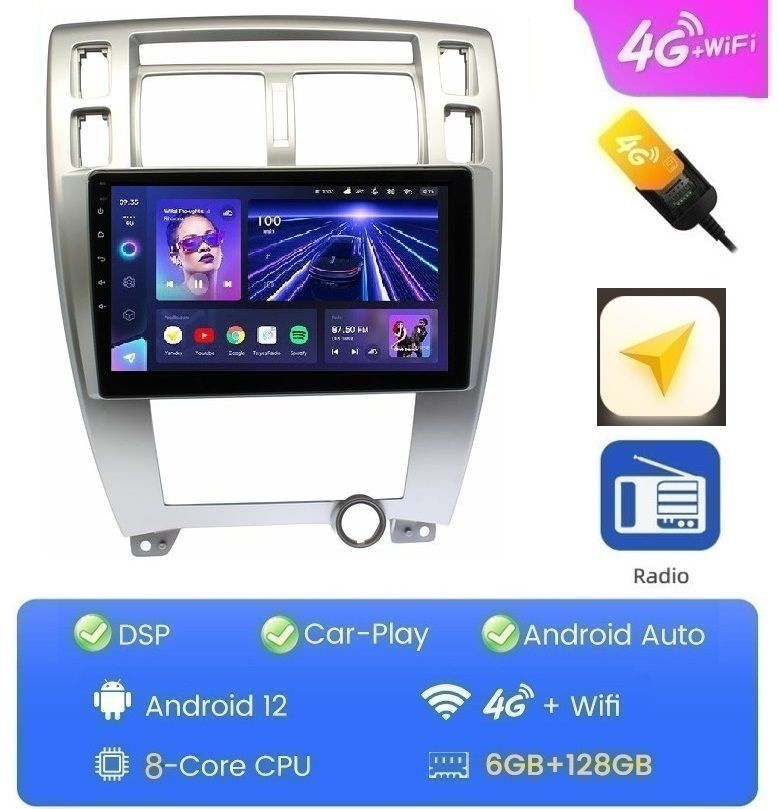 Автомагнитола CC3 Lite Hyundai Tucson 2006 - 2013 6 + 128 ГБ Android 13 WI-FI Блютус Радио Видео Громкая #1