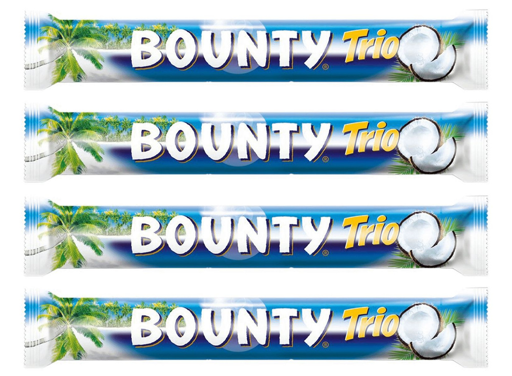 Шоколадный Батончик Bounty Trio Шоколадный С Кокосом, 4 шт по 82,5 г ...