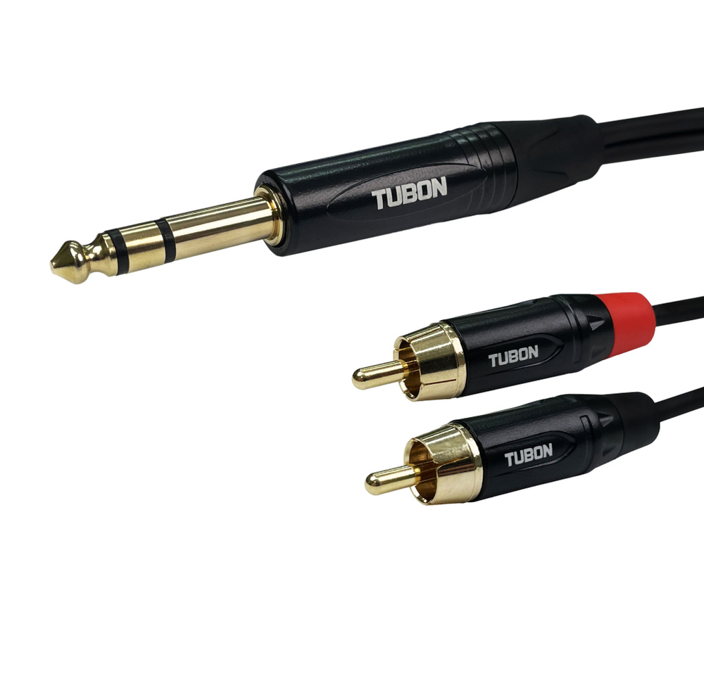 Кабель TUBON Аудио межблочный 6.3 мм jack (M) Stereo - 2 x RCA (M) OD4.0 ПВХ J2R002 3м  #1