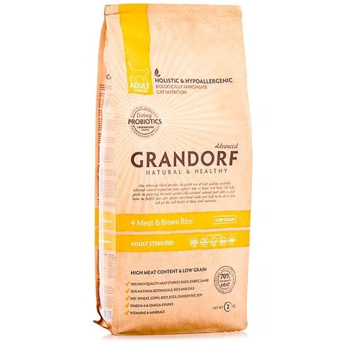 Grandorf STERILISED PROBIOTIC 4 meat 2 кг корм для стерилизованных ...