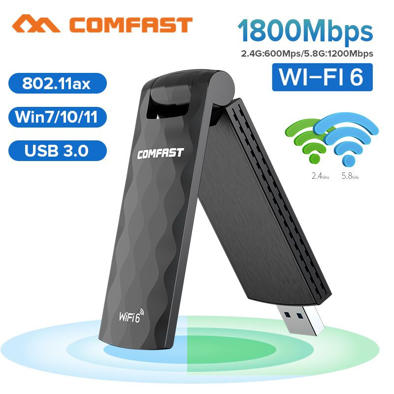 Comfast Сетевая карта Wi Fi 6 адаптер для пк 1800mbps 24ghz 5g Usb 30 сетевая карта Windows 10 8047