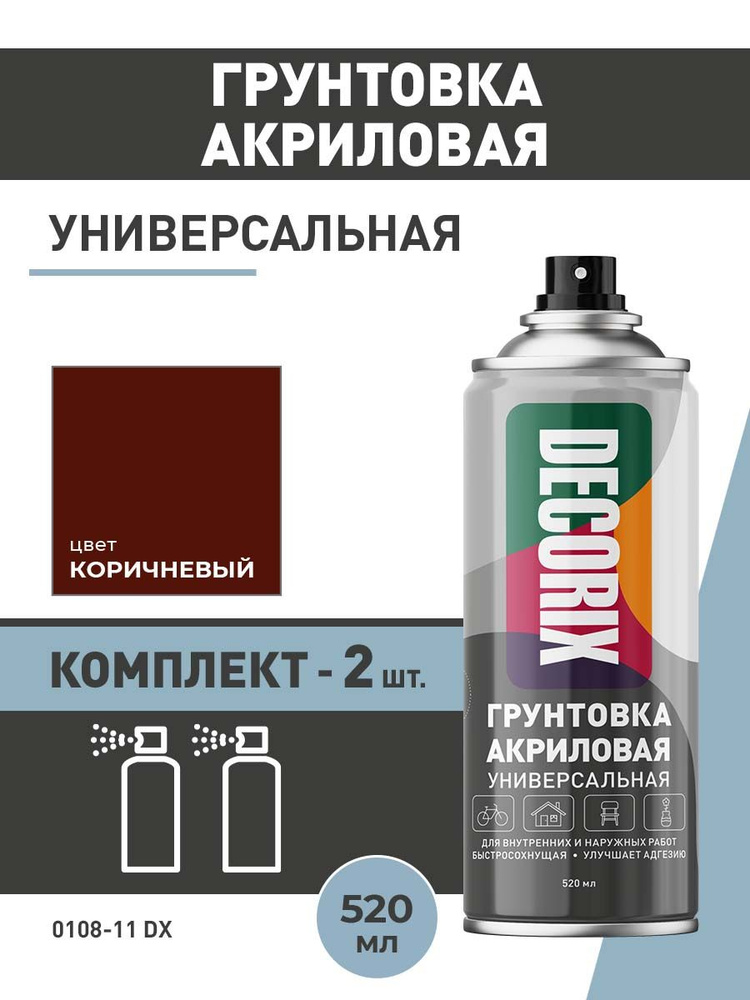 Аэрозольная грунтовка по ржавчине DECORIX 520 мл красно-коричневая - комплект 2 шт  #1