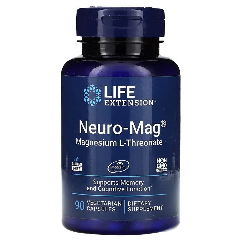 Life Extension Neuro-Mag, L-треонат магния, Neuro-Mag Magnesium L-Threonate 90 вегетарианских капсул #1