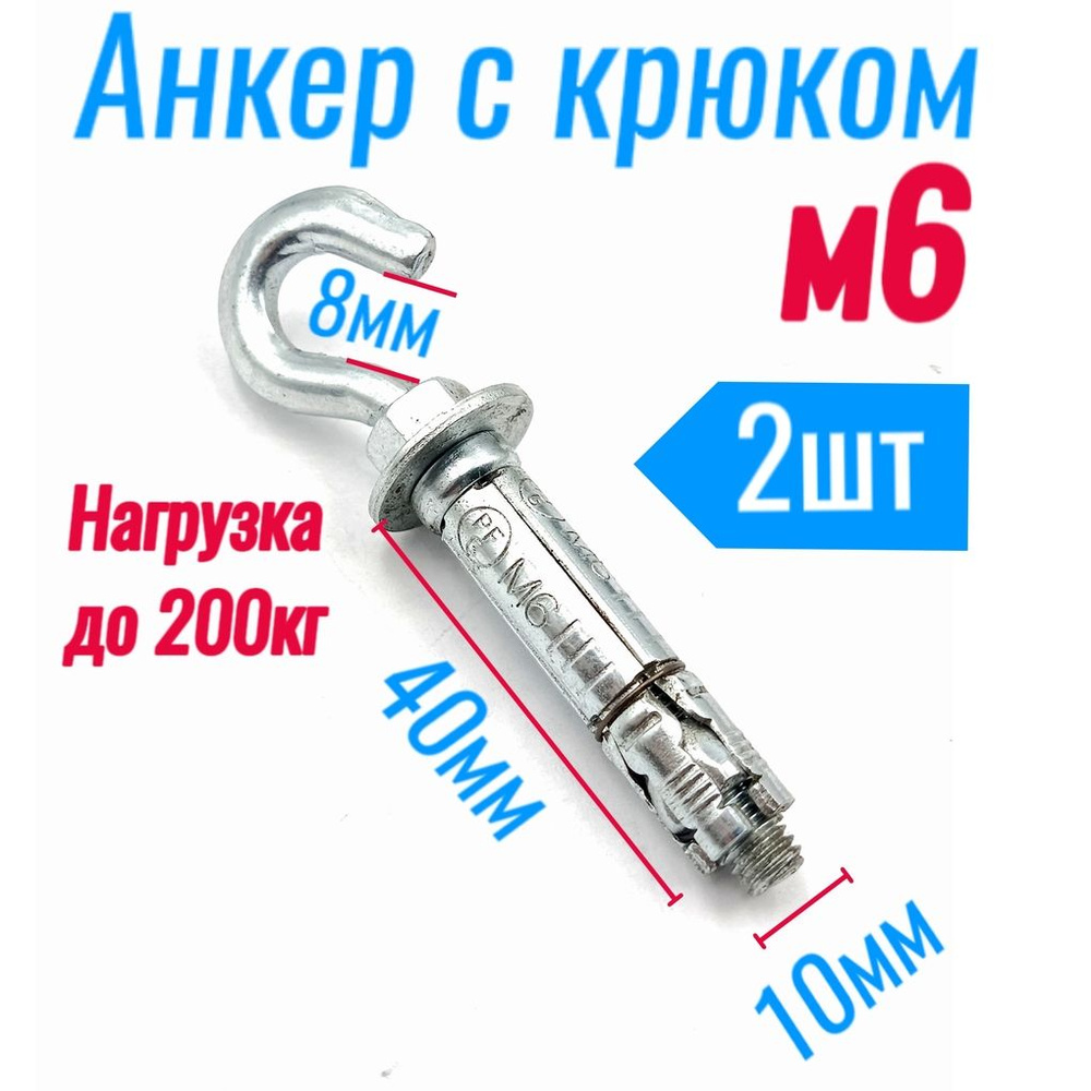 Анкер 10х40 с крюком м6 Sormat (Финляндия) 2 шт - купить по выгодной ...