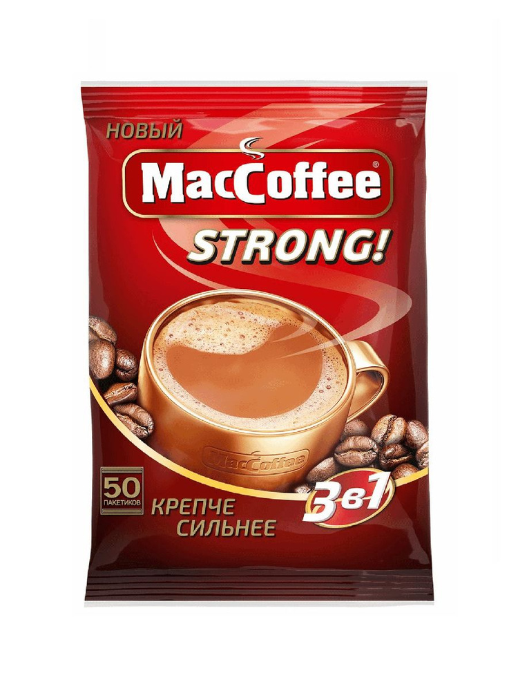 Кофейный напиток MacCoffee Strong 3 в 1 растворимый 16 г х 50 шт, 1 упак  #1