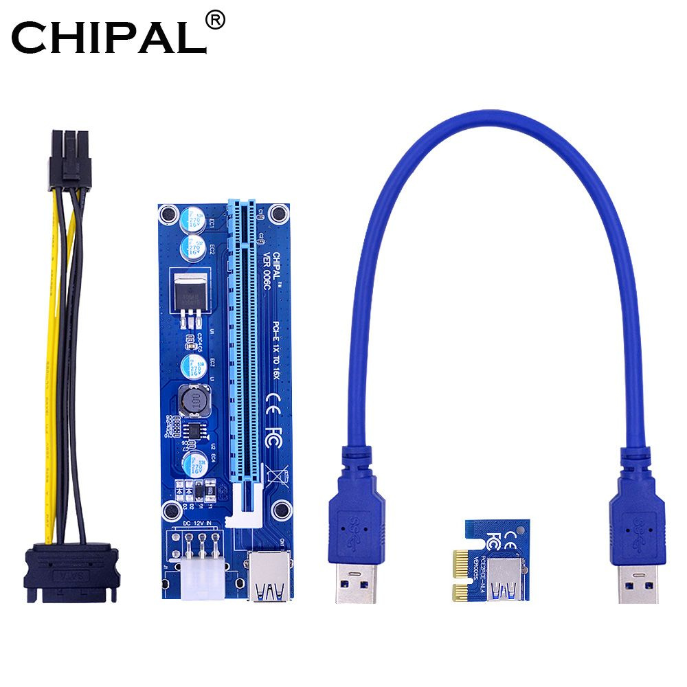 Райзер PCI-E для видеокарты CHIPAL 006C Riser PCIE удлинитель плата ...