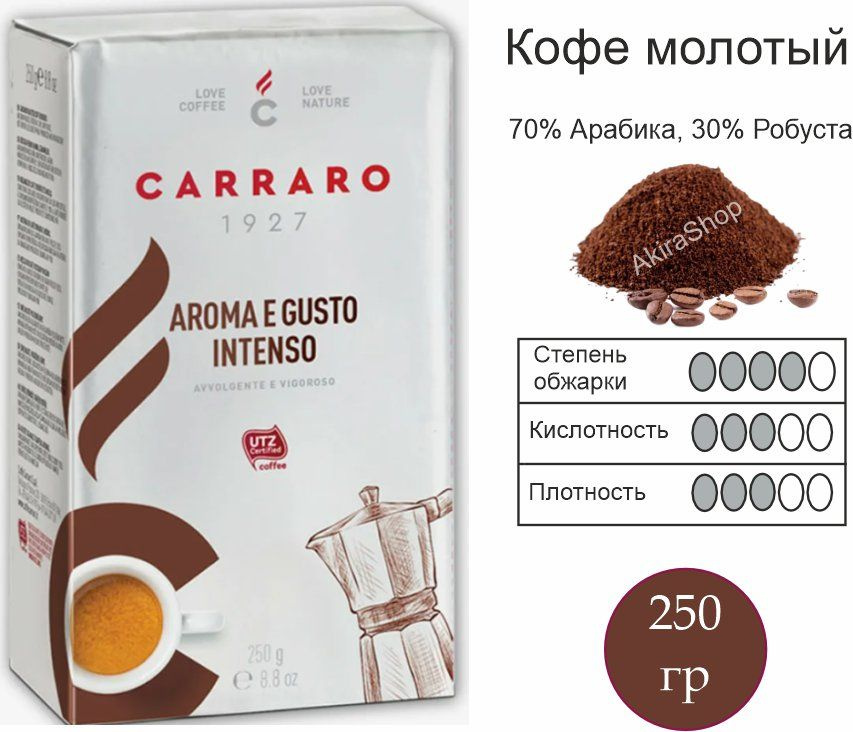Кофе молотый Carraro Aroma&Gusto, 250 гр. Италия #1