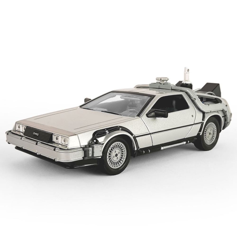 Машинка металлическая DeLorean DMC-12 (Назад в будущее), открывающиеся  двери и багажник, вращающиеся передние колеса, масштабная коллекционная  модель ...