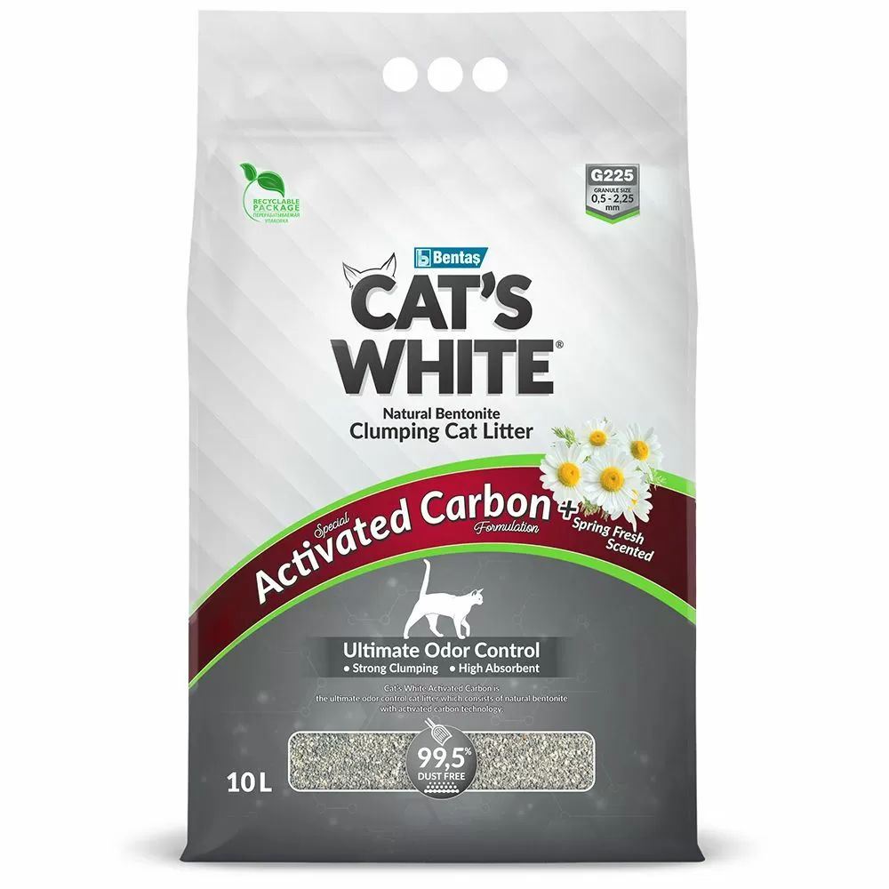 CAT'S WHITE Наполнитель Глиняный Комкующийся Свежий 8500г. #1