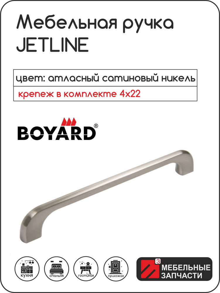 Мебельная ручка JETLINE RS219BSN/160 Атласный сатиновый никель #1