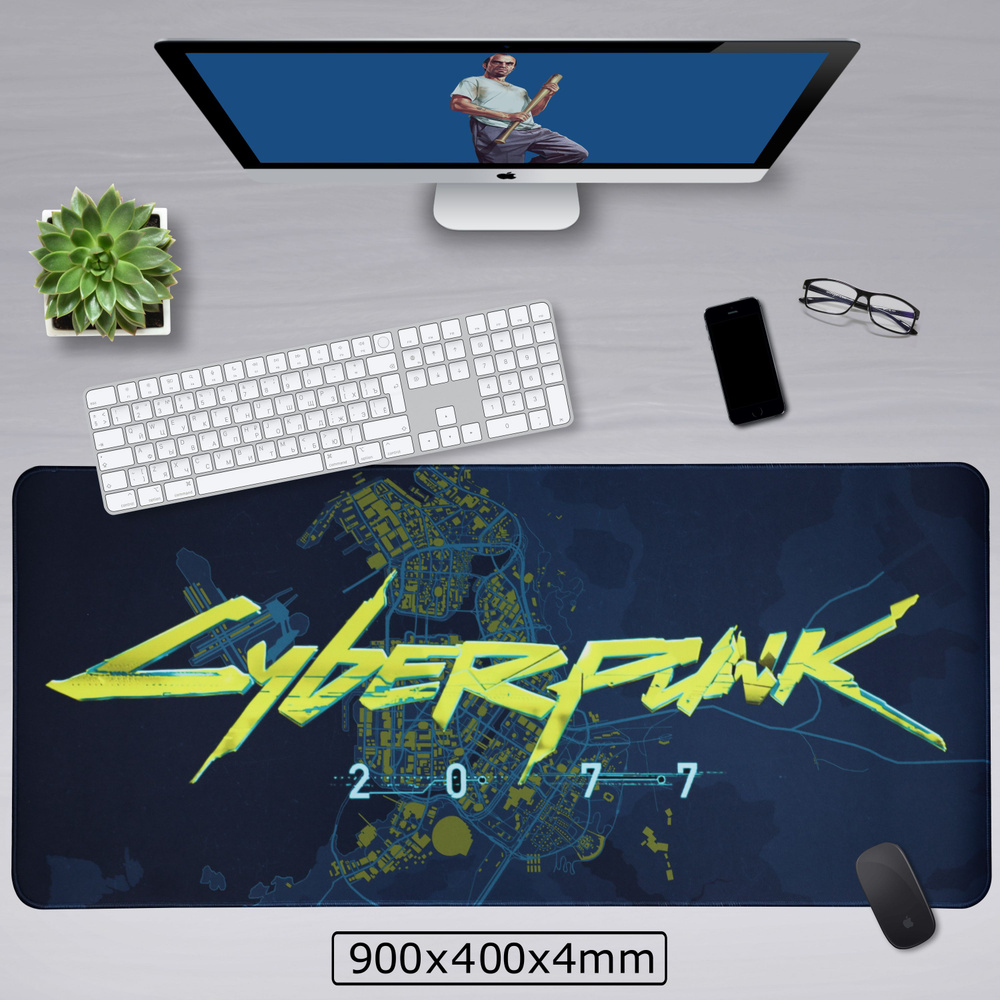 Игровой коврик для мыши Cyberpunk 2077 (Киберпанк) A2 большой 900*400*4мм  #1