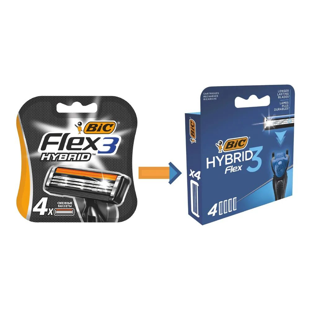 Сменные кассеты для бритья мужские BIC Hybrid 3 Flex, 3 ...