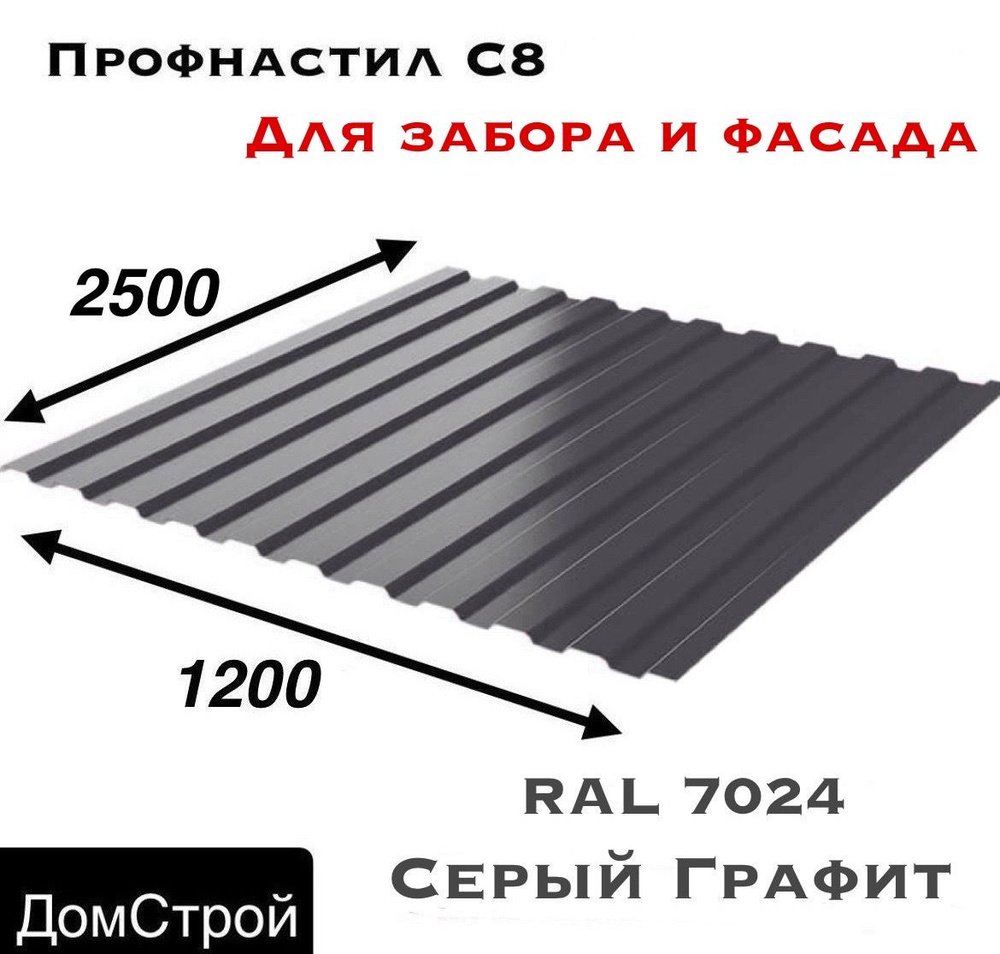 Профнастил С8 0.4мм 2500х1200 - купить с доставкой по выгодным ценам в  интернет-магазине OZON (1514275452)