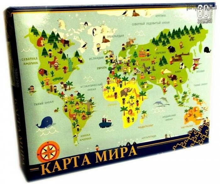 Пазлы Нескучные игры Карта мира, 340х240 мм, 60 элементов #1