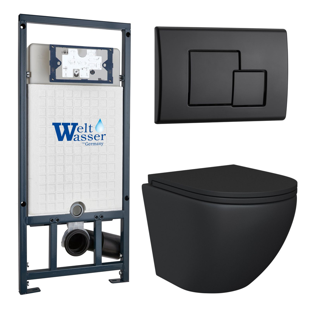 Комплект: Weltwasser Инсталляция Mar 507+Кнопка Mar 507 SE MT-BL черная+Stella JK1111019MB черный унитаз #1
