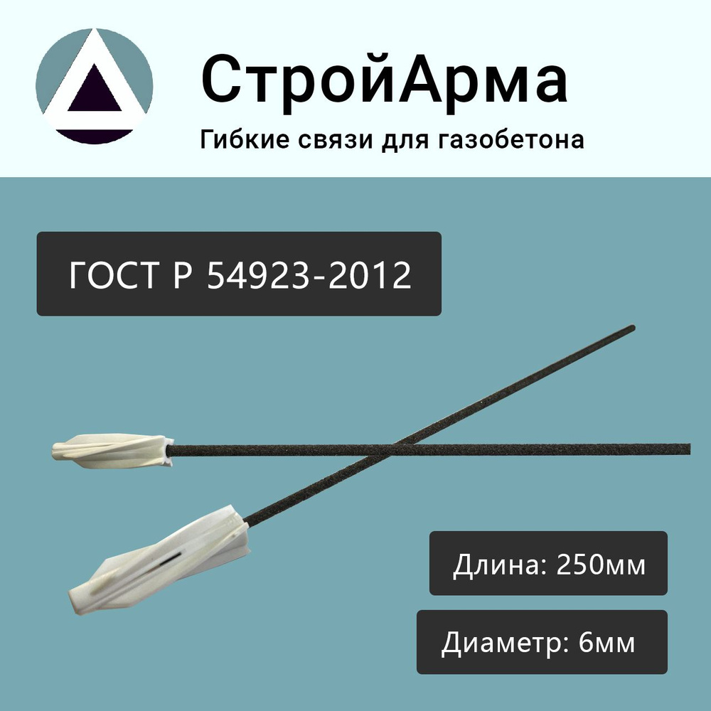 Композитные гибкие связи для газобетона(газосиликата), пеноблока и облицовочного кирпича 250мм, упаковка #1