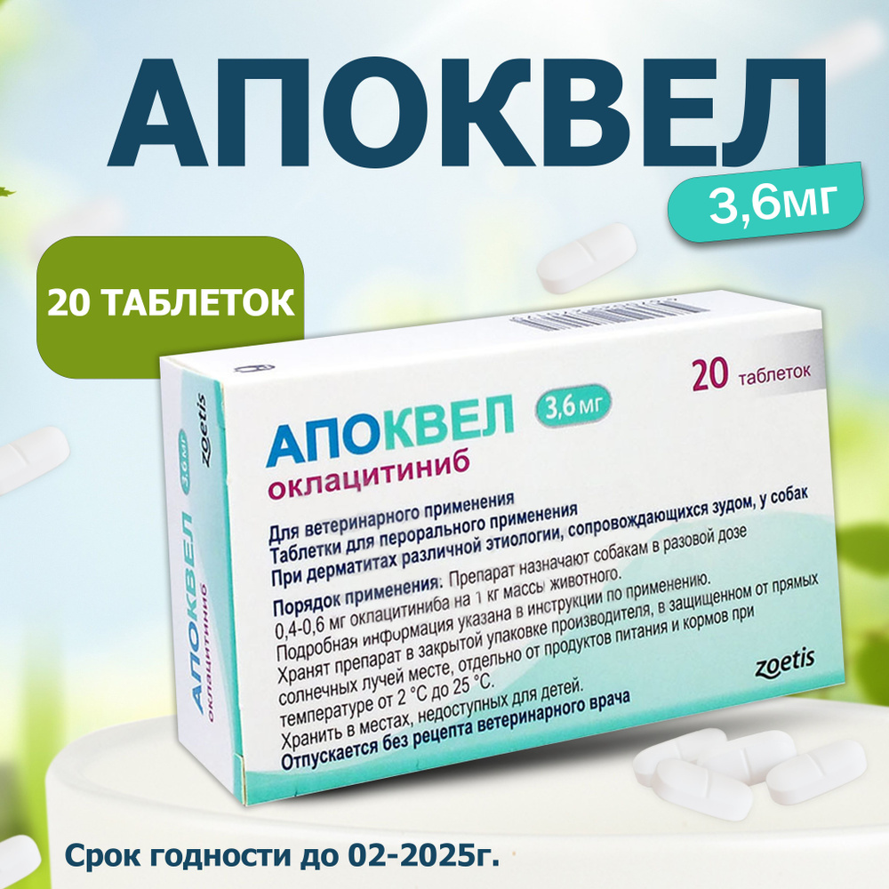 Апоквел 3,6мг, таблетки для собак от аллергии ,20 таблеток - купить с  доставкой по выгодным ценам в интернет-магазине OZON (1549241356)